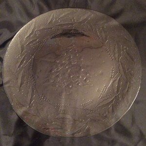 Christmas Tree Holly Stars Serving Glass Platter